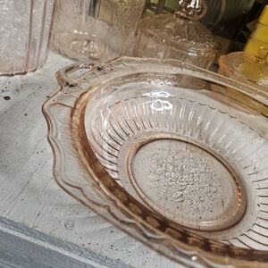 Elegant Pink Glass Serving Dish